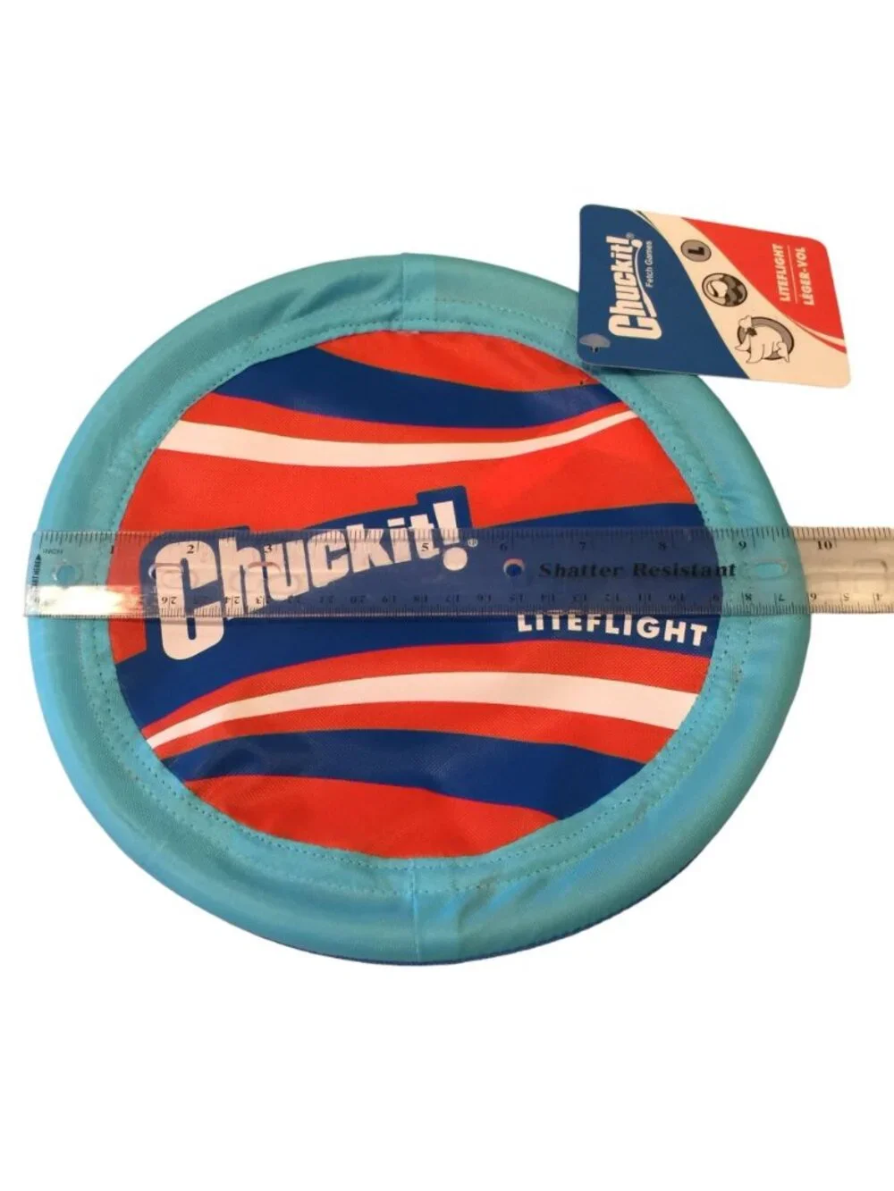 CHUCKIT! Liteflight Dog Flyer Large Flies Floats Aqua Orange Dog Toy